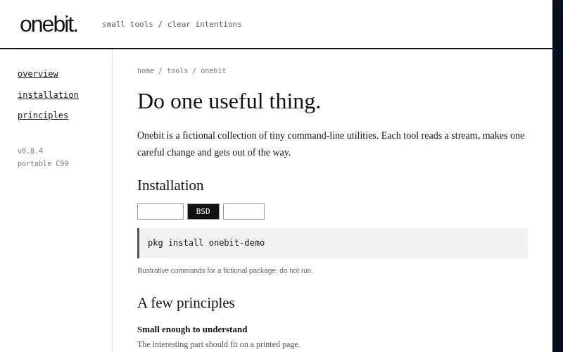 Preview of Onebit — Unix project manual
