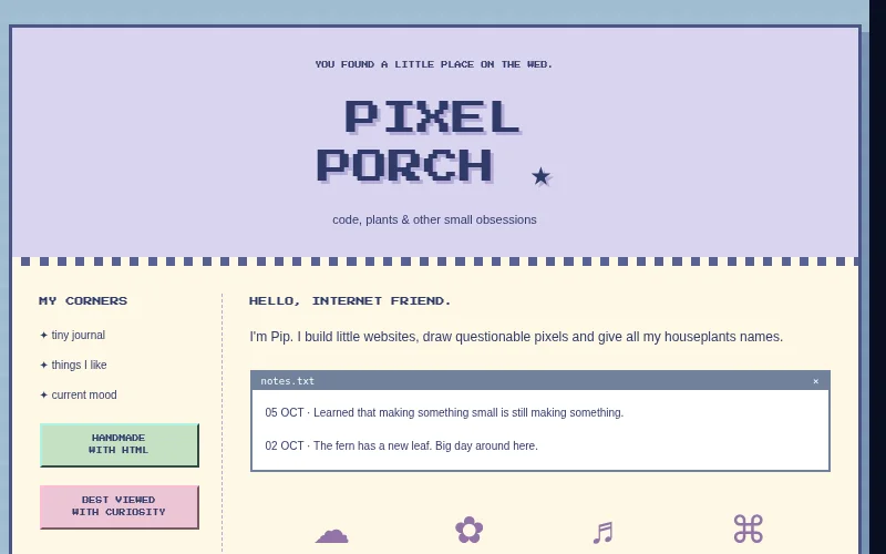 Preview of Pixel Porch — personal homepage