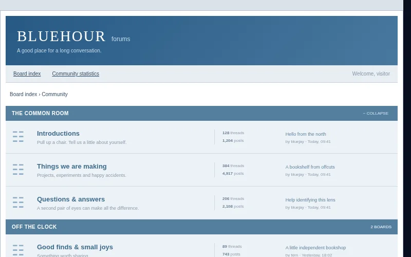 Preview of Bluehour — classic forum index