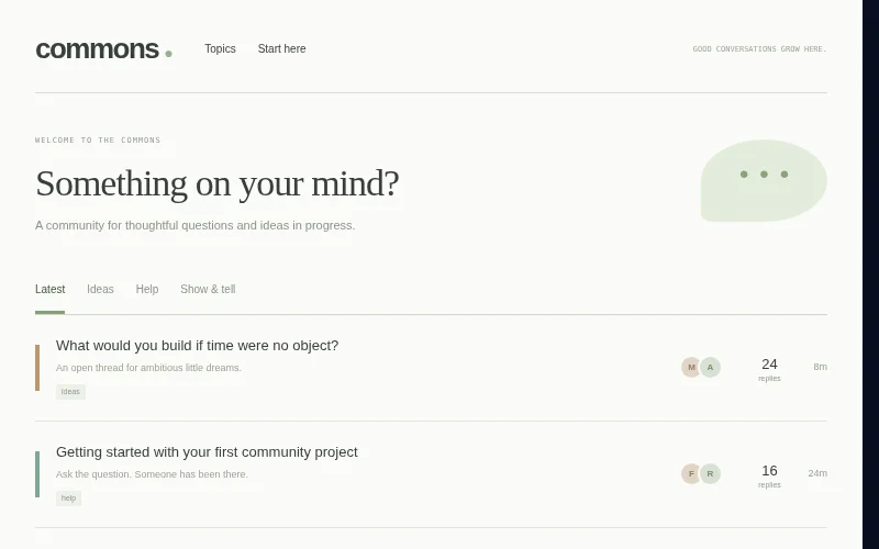 Preview of Commons — modern discussion hub
