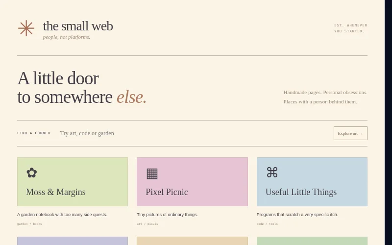 Preview of Small Web — member directory