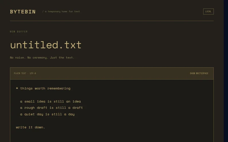 Preview of Bytebin — terminal pastepad