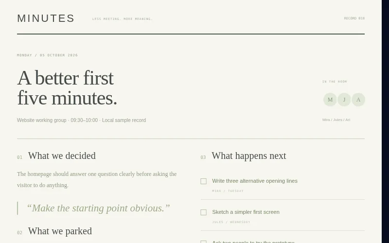 Preview of Minutes — clear meeting notes
