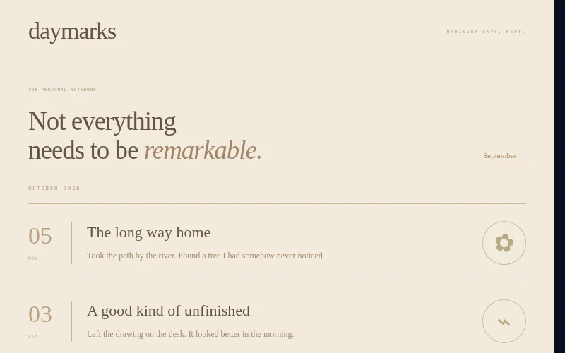 Preview of Daymarks — personal timeline