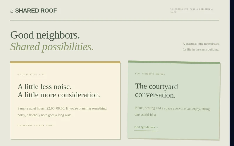 Preview of Shared Roof — residents association