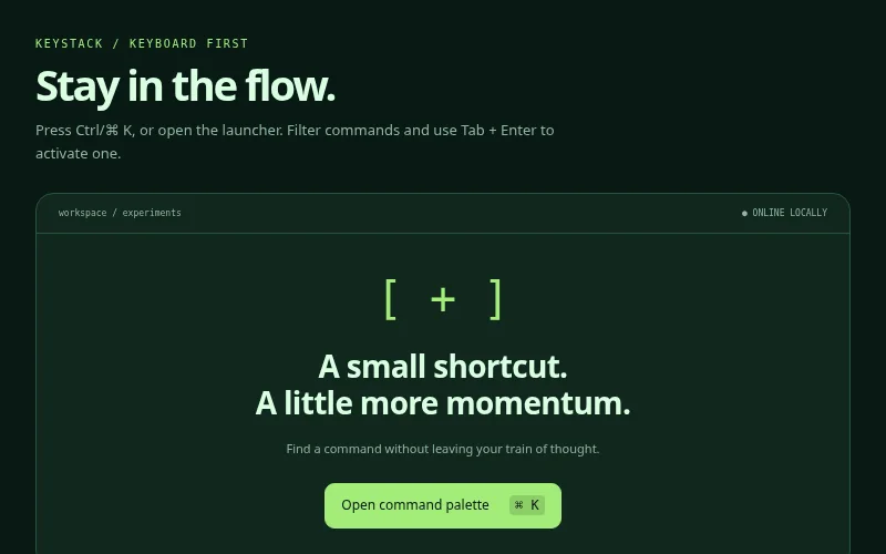 Preview of Keystack — command palette
