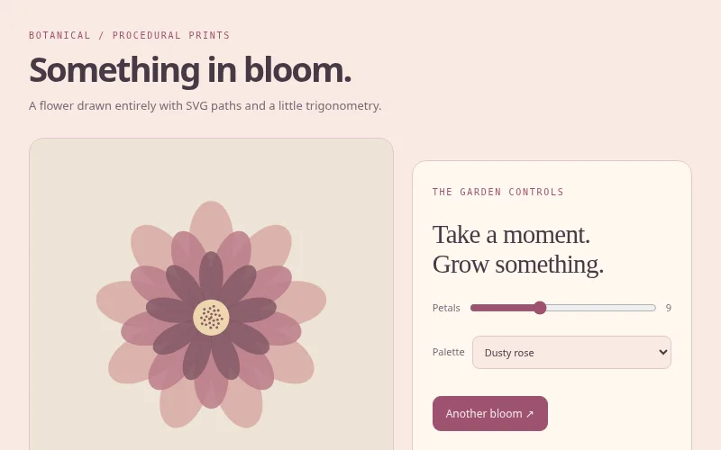Preview of Botanical — generative SVG bloom
