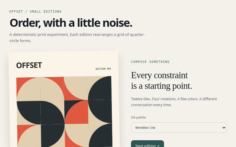 Preview of Offset — generative print studio