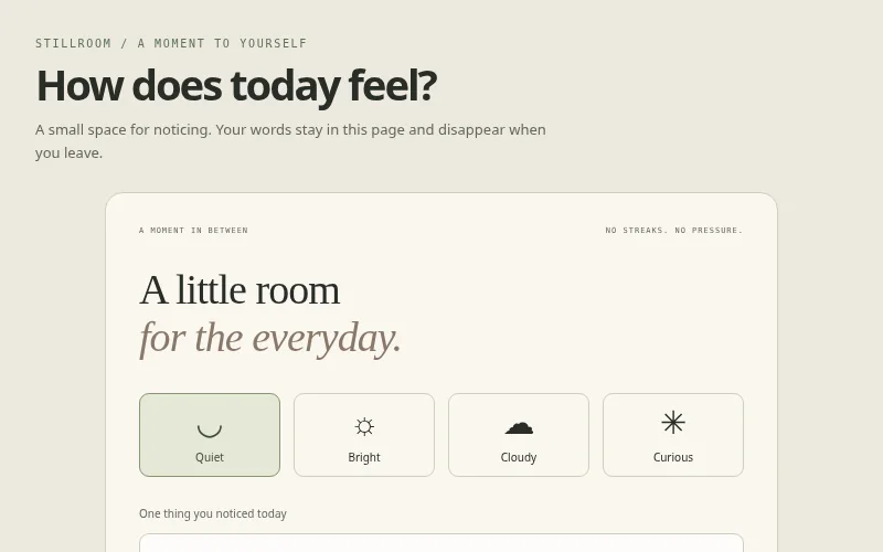 Preview of Stillroom — reflection journal